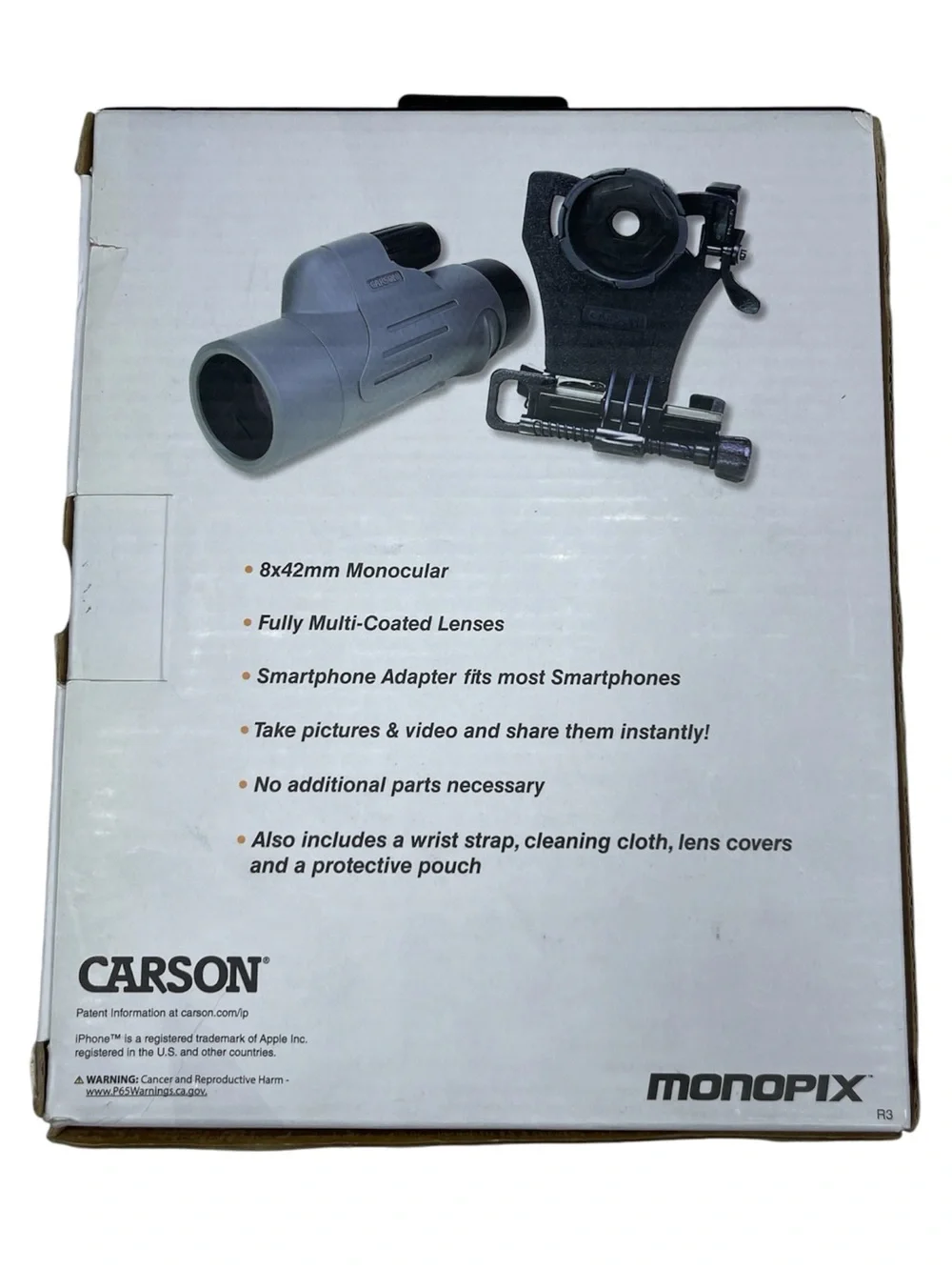Carson Monopix Monocular with Smartphone Adapter – Black